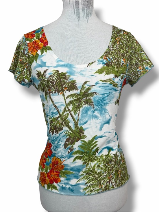 Nine West Tops - Nine West Tropical Palm Floral Print Scoop Neck Top Sz M